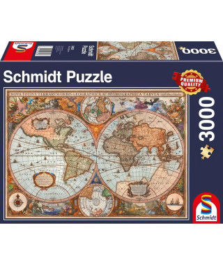 Puzzle Mappemonde antique, 3000 pcs