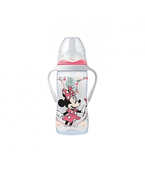 TIG Biberon d'apprentissage Minnie - Col large - 3 vitesses - 300 ml - 6 mois+