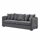 Canapé fixe 3 places - Velours gris - Contemporain - L 202 x P 82 x H 95 cm - COLOMBE