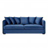 Canapé fixe 3 places - Velours bleu - COLOMBE - L 202 x P 82 x H 95 cm