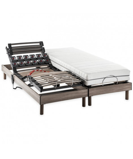 DEKO DREAM Ensemble matelas+sommier relaxation électrique ERGO 2 Dreamzone - 2x90x200 cm - Matelas ressorts ensachés