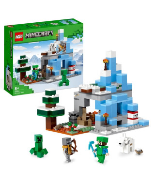 LEGO Minecraft 21243 Les Pics Gelés, Jouet Enfants 8 Ans, avec Figurines Steve et Creeper