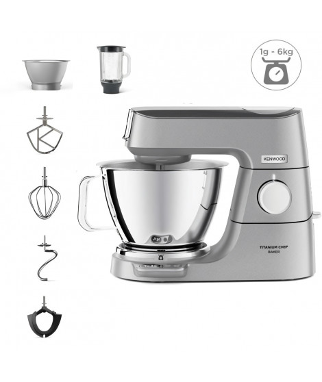 KENWOOD KVC85.124.SI - Robot pâtissier Titanium Chef Baker - 2 bols en inox 3,5L et 5L - Balance intégrée 6kg - Blender 1,8L …