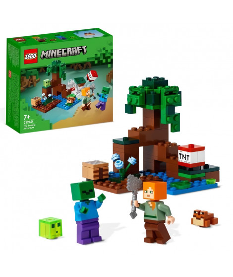 LEGO Minecraft 21240 Aventures dans le Marais, Jouet de Construction, avec Figurine Zombie