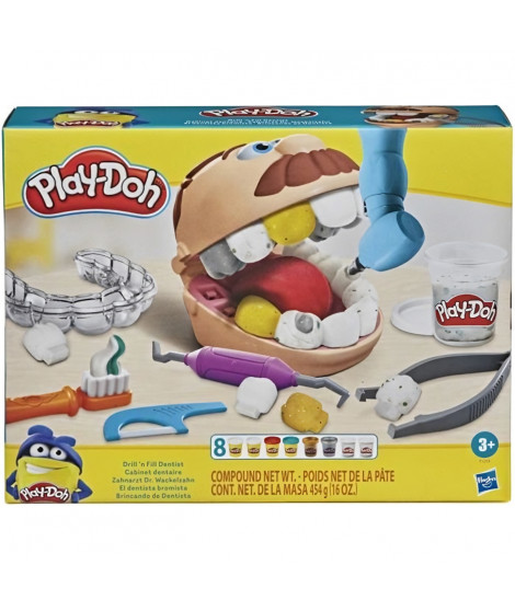 Play-Doh - Cabinet dentaire pour enfants - 8 Pots de pâte a modeler atoxique - des 3 ans