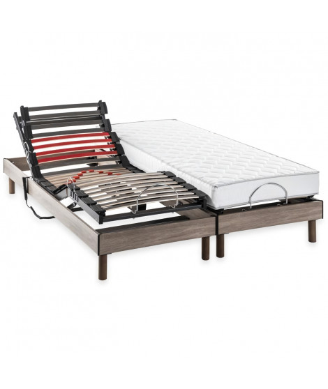 DEKO DREAM Ensemble matelas+sommier relaxation électrique COMFORT Samba - 2x80x200 cm - Matelas mousse