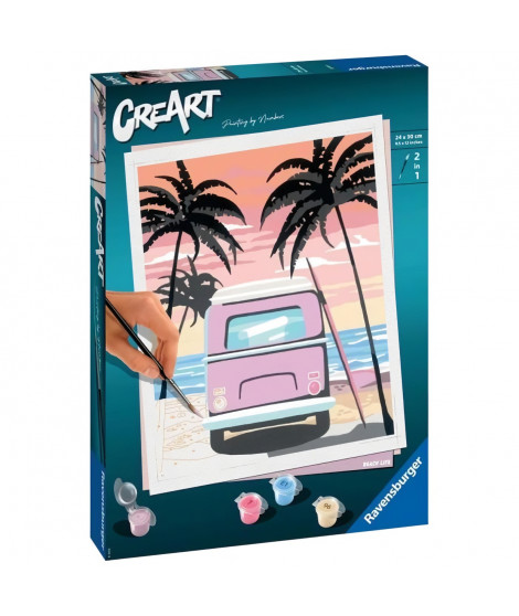 Tableau de peinture par numéro CreArt grand format Beach Life Ravensburger pour adultes des 12 ans