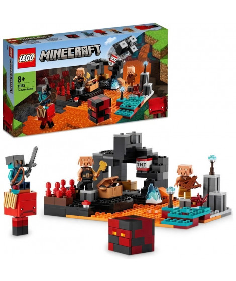 LEGO 21185 Minecraft Le Bastion du Nether, Jouet des 8 Ans, avec Figurines de Cochon et Piglins