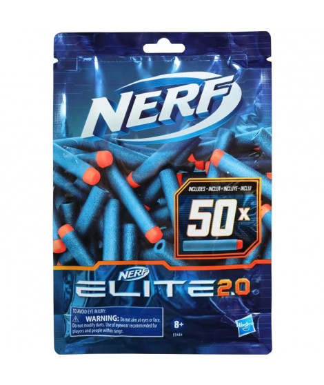 NERF Elite 2.0 Recharge de 50 fléchettes - En mousse NERF Elite 2.0 officielles - compatibles avec les Blasters NERF - Des 8 ans