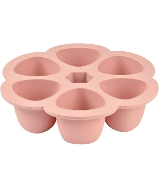 BEABA Multiportions en silicone de qualité premium, résistance thermique, couvercle hermétique, Fabriqué en Italie, 6x90 ml rose