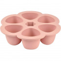 BEABA Multiportions en silicone de qualité premium, résistance thermique, couvercle hermétique, Fabriqué en Italie, 6x90 ml rose