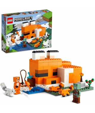 LEGO 21178 Minecraft Le Refuge du Renard, Jouet de Construction Maison, Enfants des 8 ans, Set avec Figurines Zombie, Animaux