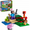 LEGO 21177 Minecraft L'embuscade du Creeper, Set avec Minifigures Steve, Bébé Cochon et Poulet, Jouets pour Enfants +7 ans