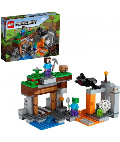 LEGO Minecraft 21166 La Mine Abandonnée, Jouet avec Grotte de Zombies, et Figurine Steve