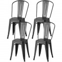 Lot de 4 chaises en métal noir - L 44 x P 45 x H 85 cm - DARA