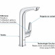 GROHE Mitigeur monocommande Lavabo Taille L Wave Chromé 23584001