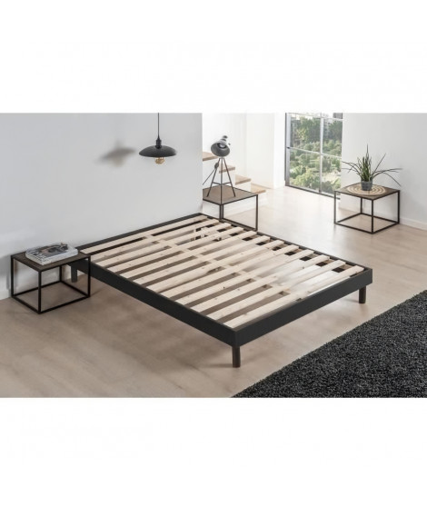 DEKO DREAM Sommier EASYKIT 160x200 cm - 12 lattes - Pieds hetre - Encastrable - Anthracite