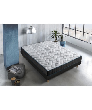 DEKO DREAM GRAPHENE Ensemble matelas + sommier 160x200 - 600 ressorts ensachés - Confort - 2 oreillers + Couette