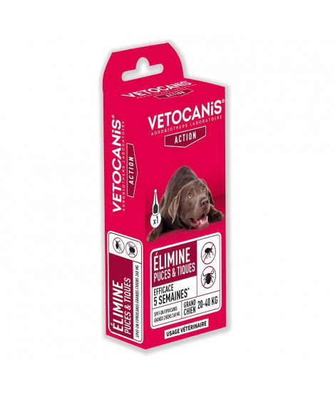 VETOCANIS Pipette Spot-on Fipronil - Anti-Puces et Anti-Tiques - Pour grand chien
