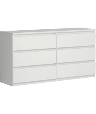 Commode CHELSEA 6 Tiroirs - Couleur blanc mat - L 154 x P 42,2 x H 79,9 cm