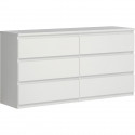 Commode CHELSEA 6 Tiroirs - Couleur blanc mat - L 154 x P 42,2 x H 79,9 cm