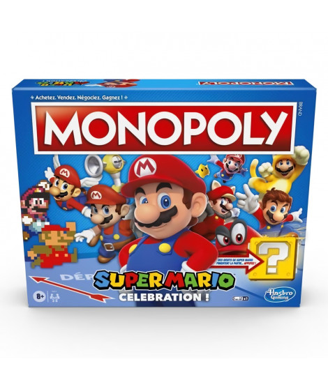 MONOPOLY Super Mario Celebration, jeu de societe pour enfants, jeu de plateau a partir de 8 ans, version francaise