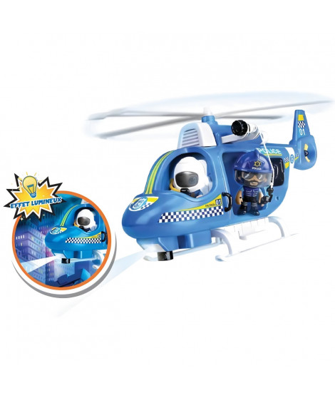 Hélicoptere de police Pinypon Action - SPLASH TOYS - Avec figurine et systeme de poulie