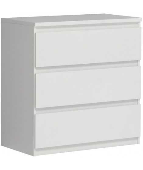 Commode CHELSEA 3 Tiroirs - Couleur blanc mat - L 77,2 x P 42 x H 79,9 cm