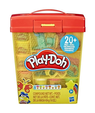 PLAY-DOH - Super boîte d'accessoires  avec 8 couleurs de pâte PLAY-DOH - atoxique et plus de 20 outils