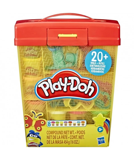 PLAY-DOH - Super boîte d'accessoires  avec 8 couleurs de pâte PLAY-DOH - atoxique et plus de 20 outils