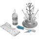 BEABA, Coffret naissance, Egoutte biberon arbre grey + Boite doseuses light/dark mist + Goupillon silicone + Bavoir coton tro…