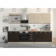 CHAMONIX Cuisine complete - Mélamine - Décor chene foncé - L 300 x P 60 x H 82 cm - Plan de travail non inclus