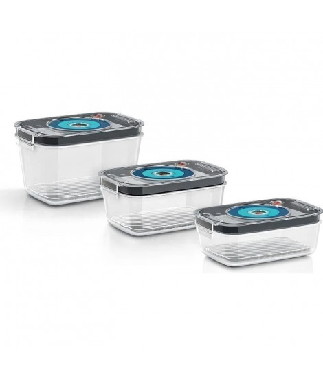 BOSCH - 3 boites de conservation sous vide hermétiques : 0,7L, 1,0L et 1,5L - Bac d'égouttement - Indicateur jour et mois - T…