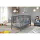 Lit bébé a barreaux - Couchage 70 x 140 cm - Hetre massif teinté gris - 3 hauteurs réglables - L 144 x H 84 x P 78 cm - TREND…