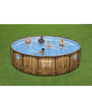 Kit Piscine hors sol BESTWAY - Power Steel- 488 x 122 cm - Ronde (Livrée avec filtre a cartouche, bâche, échelle)