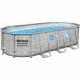 Kit Piscine hors sol - BESTWAY - Power Steel - 549 x 274 x 122 cm - Ovale (Avec pompe de filtration, échelle, bâche)