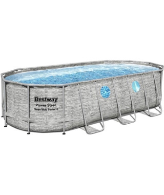 Kit Piscine hors sol - BESTWAY - Power Steel - 549 x 274 x 122 cm - Ovale (Avec pompe de filtration, échelle, bâche)