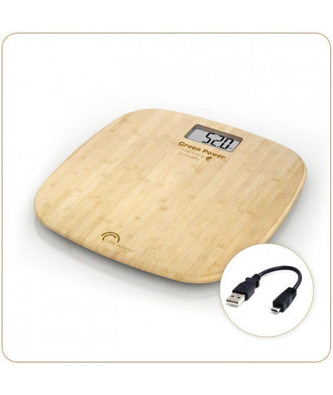 Pese-personne électronique LITTLE BALANCE - rechargement USB soft - 180 kg / 100 g - design bambou