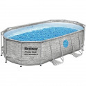 Kit Piscine hors sol BESTWAY Power Steel- 427 x 250 x 100 cm - Ovale (Livrée avec filtre a cartouche, bâche, échelle)