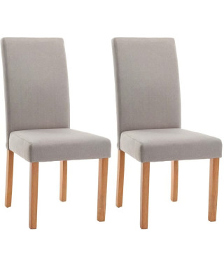 ELYNA Lot de 2 chaises de salle a manger - Tissu lin - Pied bois naturel - L 47 x P 60 x H 100 cm