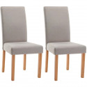 ELYNA Lot de 2 chaises de salle a manger - Tissu lin - Pied bois naturel - L 47 x P 60 x H 100 cm