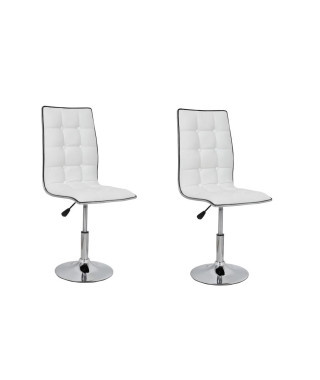 LEAF Lot de 2 chaises de salle a manger - Simili blanc - Contemporain - L 42 x P 46,5 cm