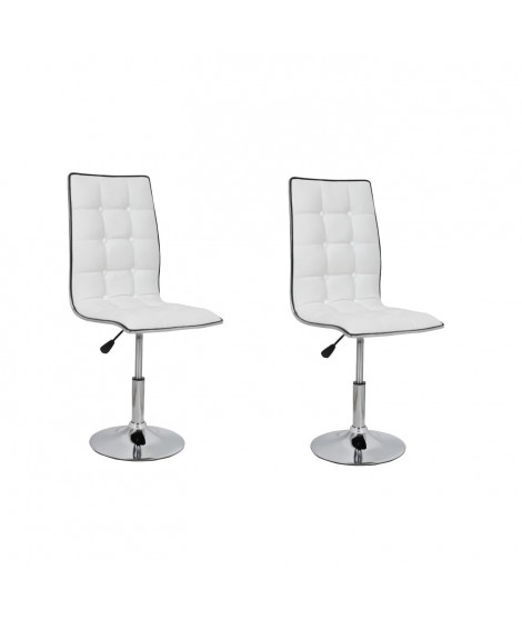 LEAF Lot de 2 chaises de salle a manger - Simili blanc - Contemporain - L 42 x P 46,5 cm