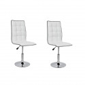 LEAF Lot de 2 chaises de salle a manger - Simili blanc - Contemporain - L 42 x P 46,5 cm