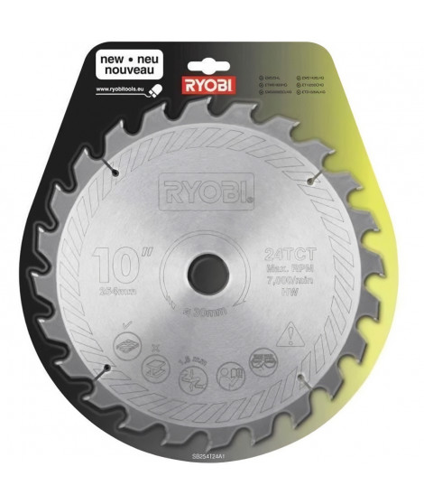 RYOBI Lame carbure 24 dents diametre 254 mm alésage 30mm