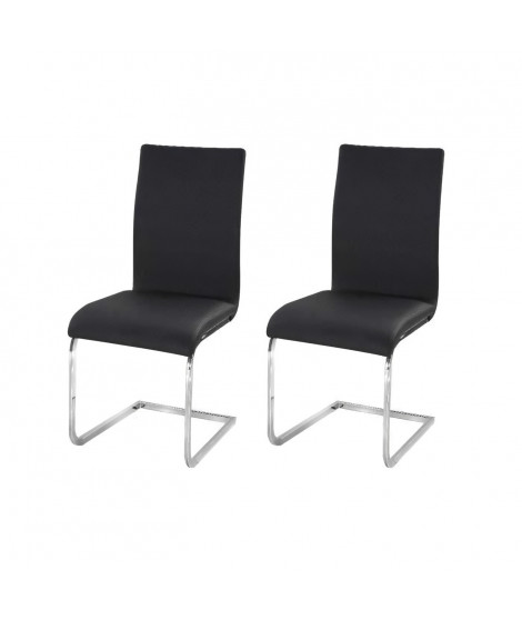 LEA Lot de 2 chaises de salle a manger - Simili noir - Contemporain - L 43 x P 56 cm