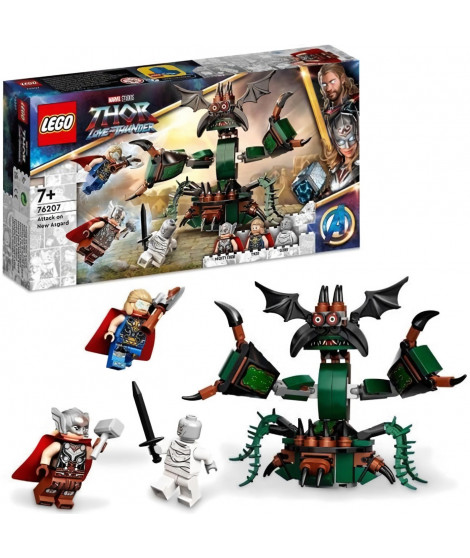 LEGO 76207 Marvel Attaque sur le Nouvel Asgard, avec Figurines de Thor des Avengers et son Marteau, pour Enfants de 7 Ans et …