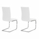 LEA Lot de 2 chaises de salle a manger - Simili blanc - Style contemporain - L 43 x P 56 cm