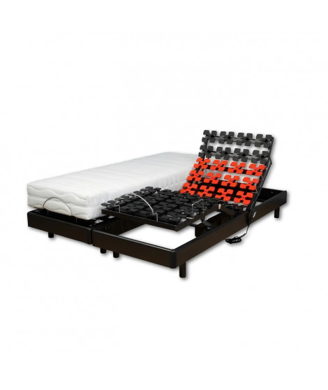 WEBED Ensemble matelas + sommier relaxation 160 x 200 - Mousse - 21 cm - Mi-ferme et équilibré - Noir et gris anthracite - CO…