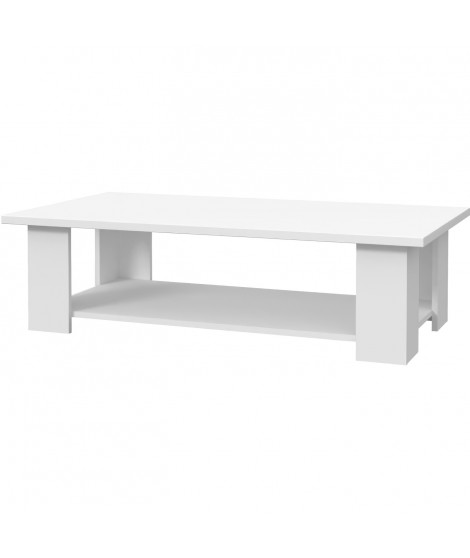 Table basse PILVI - Style contemporain - Particules mélaminé - Décor Blanc mat - L 110 x P 60 x H 31 cm